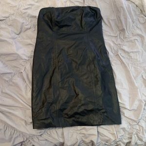 vintage michael kors strapless leather dress